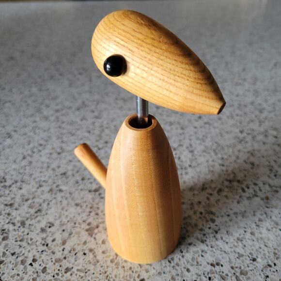 VTG MCM Handcrafted Wood Bird Corkscrew Bottle Opener Stainless Made in Japan - Picture 8 of 16